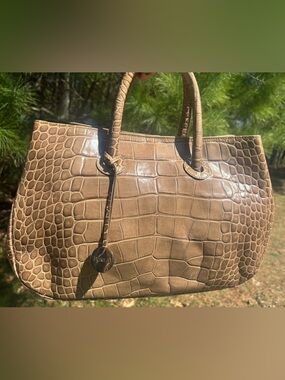 Furla Leather Croc Embossed Shoulder Bag